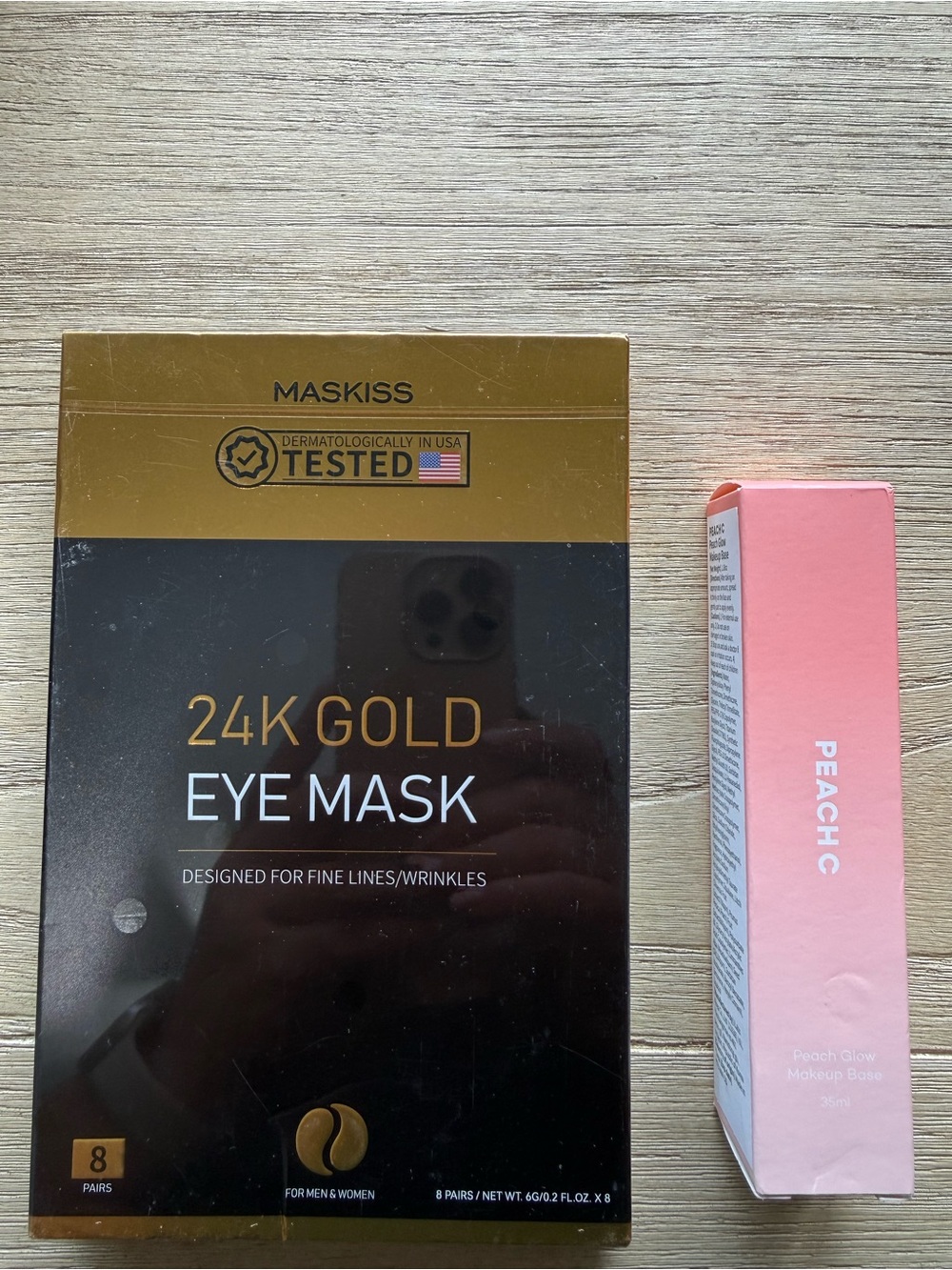 2 piece Beauty Bundle - 24K Gold Eye Mask & Peach Glow Makeup Base